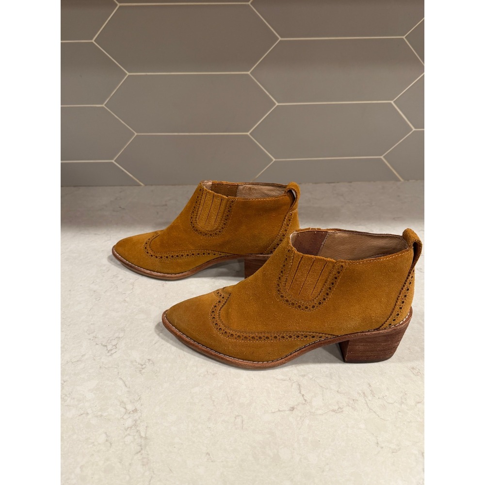 Madewell Grayson Brogue Chelsea Boot Suede English Saddle Brown Wingtip Size 7